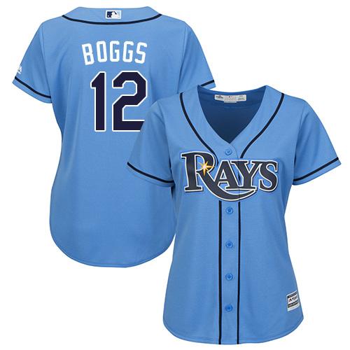 Rays #12 Wade Boggs Light Blue Alternate Women's Stitched MLB Jersey